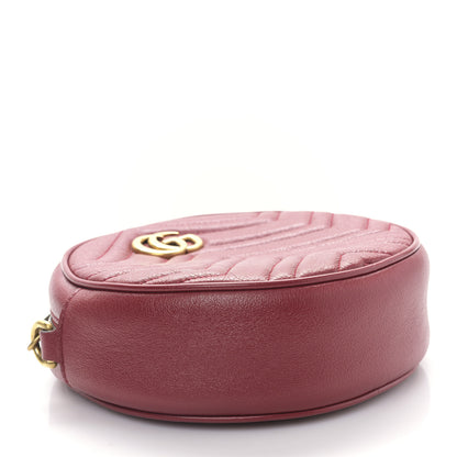 Gucci Glazed Calfskin Matelasse Heart Mini GG Marmont Round Shoulder Bag Romantic Cerise 4 of 9