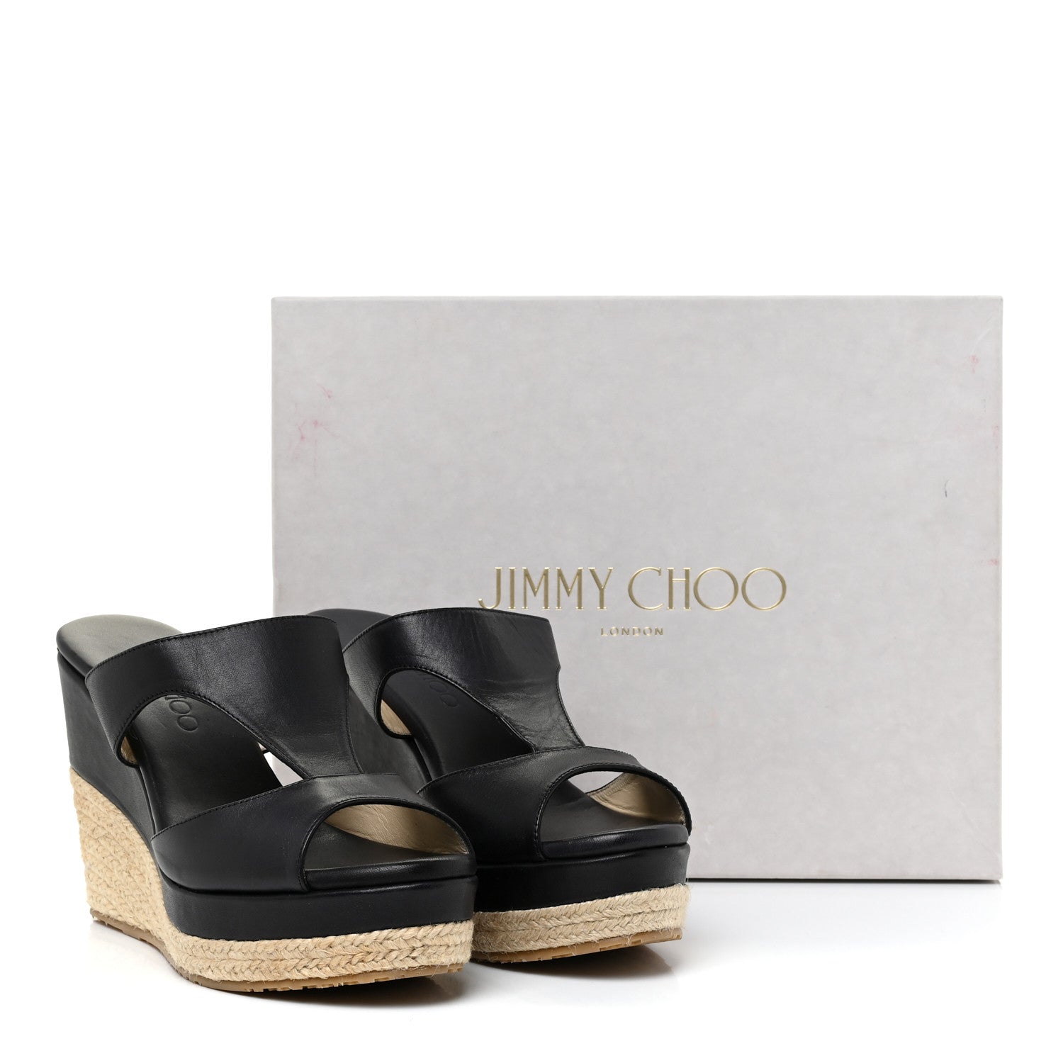 Jimmy Choo Calfskin Pledge T-Strap Espardille Wedge Sandals 38 Black 18 of 19