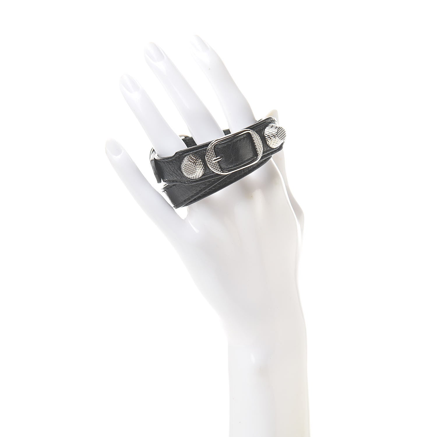 Balenciaga Agneau Giant Silver Hardware Triple Tour M Bracelet Black 2 of 6