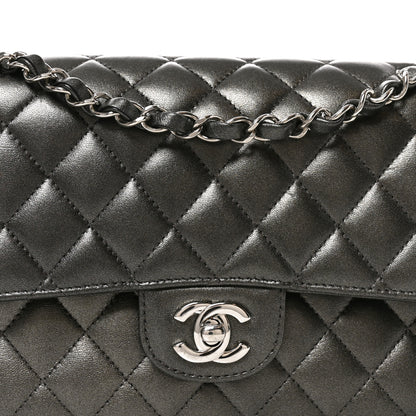 Chanel Metallic Lambskin Quilted Medium Double Flap Anthracite 8 of 10