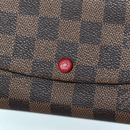 Louis Vuitton Damier Ebene Emilie Wallet Red 5 of 6