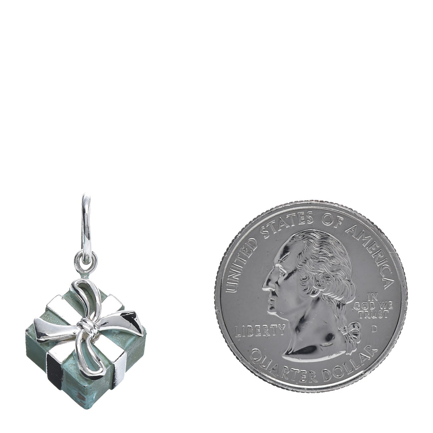 Tiffany Sterling Silver Enamel Gift Box Charm Blue 2 of 5