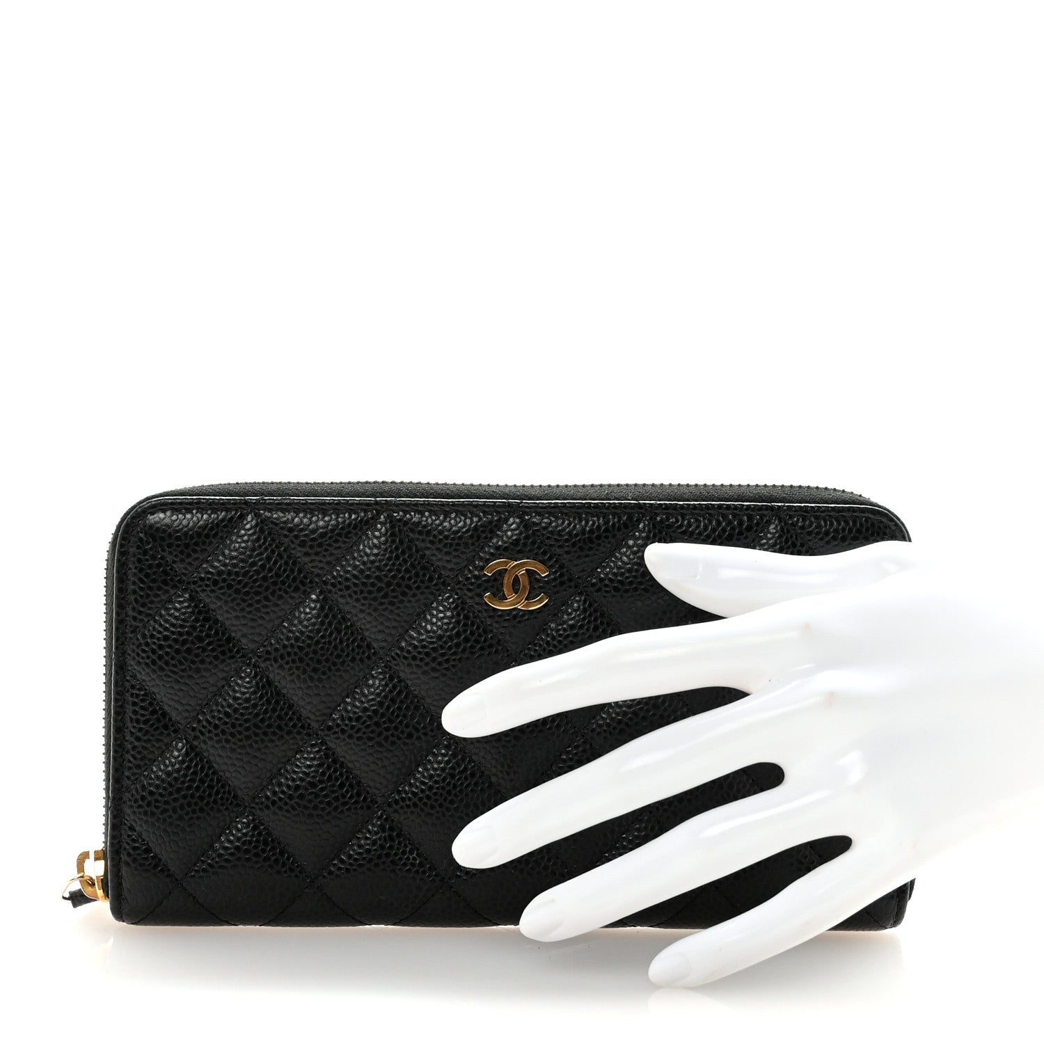 Chanel Caviar Quilted Large Gusset Zip Around Wallet Black 2 of 9