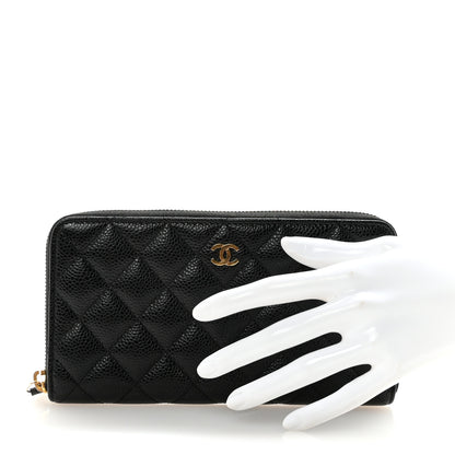 Chanel Caviar Quilted Large Gusset Zip Around Wallet Black 2 of 9