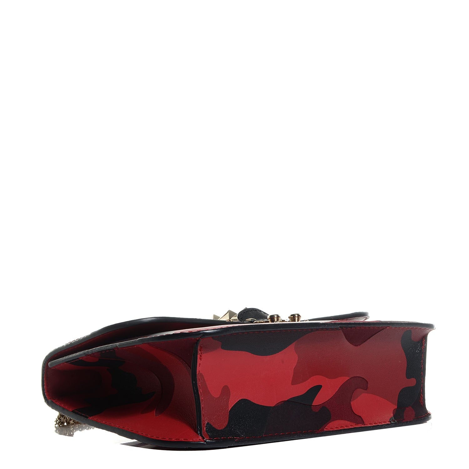 Valentino Garavani Nappa Canvas Camouflage Medium Glam Lock Rockstud Flap Red 4 of 8