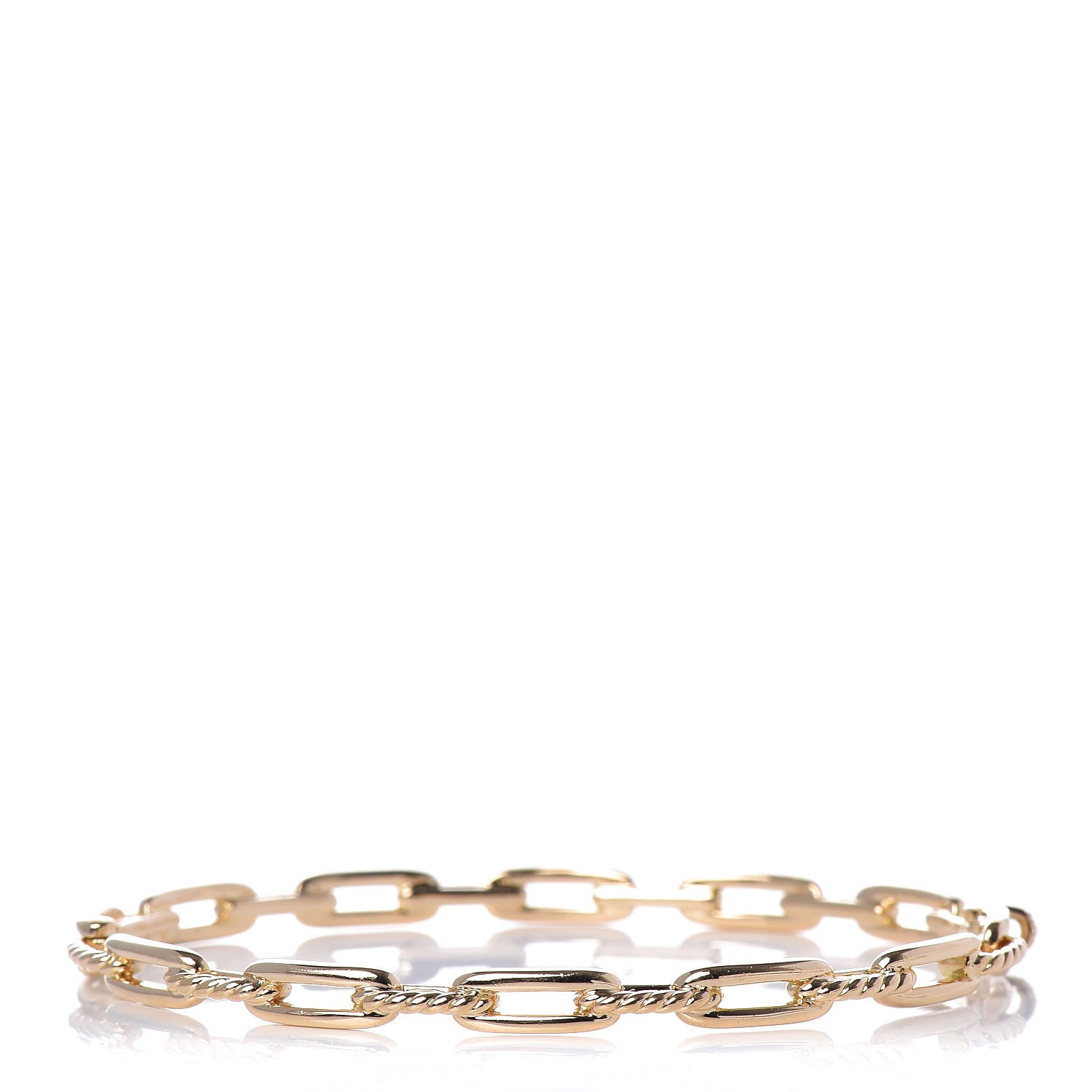 David Yurman 18K Yellow Gold Diamond 4mm Stax Chain Link Bracelet 3 of 5
