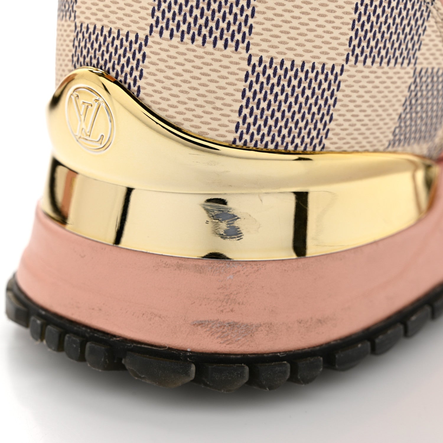 Louis Vuitton Suede Damier Azur Run Away Sneakers 36.5 Pink 9 of 12
