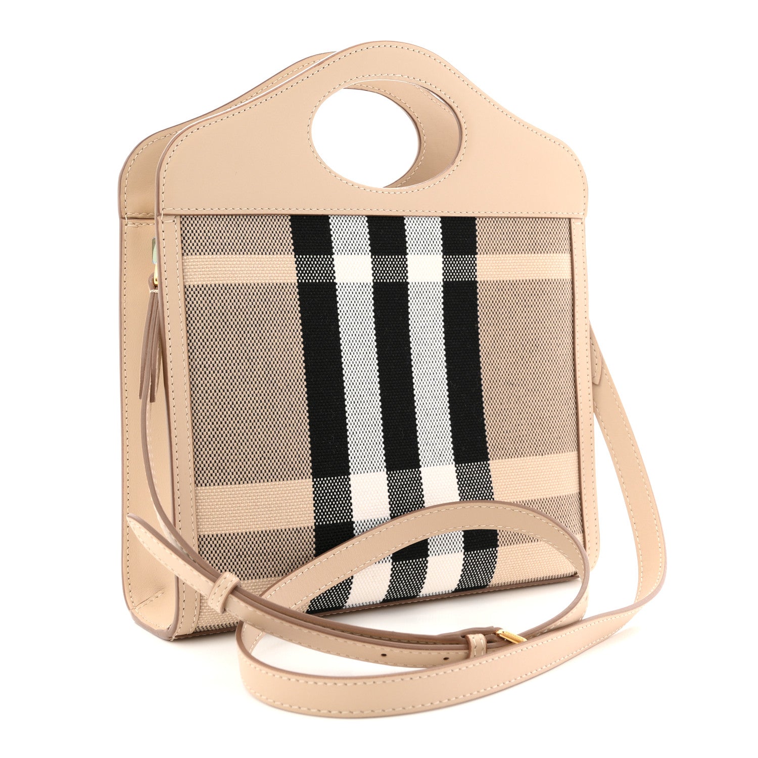 Burberry Smooth Calfskin Archive Canvas Check Mini Pocket Bag Dusty Sand 5 of 19