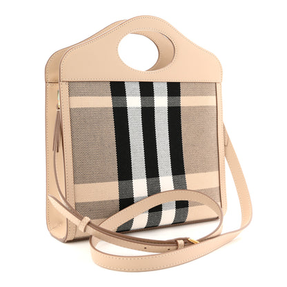 Burberry Smooth Calfskin Archive Canvas Check Mini Pocket Bag Dusty Sand 5 of 19