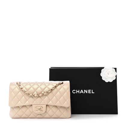 Chanel Iridescent Calfskin Quilted Medium Double Flap Beige 11 of 11