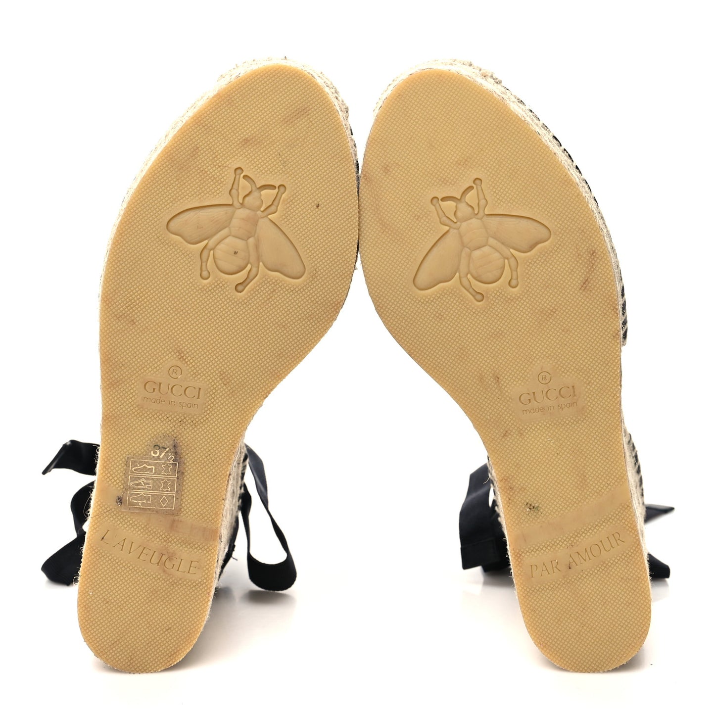 Nappa Matelasse GG Marmont Ankle Wrap Platform 35/120mm Espadrille Wedges 37.5 Black