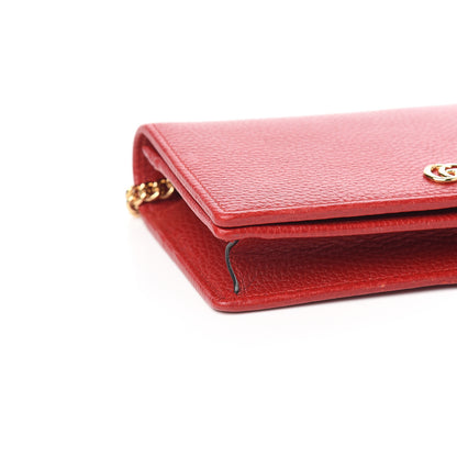 Gucci Dollar Calfskin Mini GG Marmont Chain Wallet Hibiscus Red 6 of 10