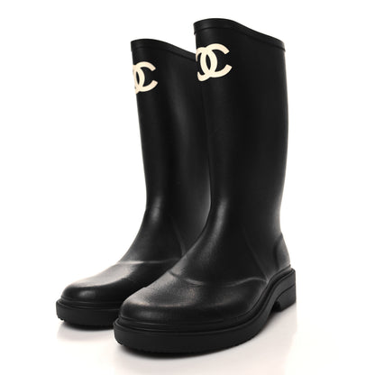 Chanel Caoutchouk CC High Boots 40 Black 3 of 9