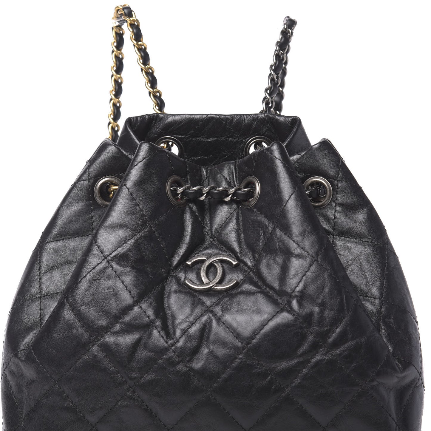 Aged Calfskin Quilted Small Gabrielle Backpack Black
