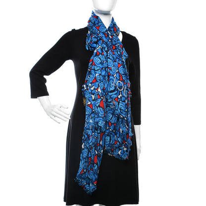 Louis Vuitton Modal Silk Rock'n'Roses Stole Blue 2 of 6