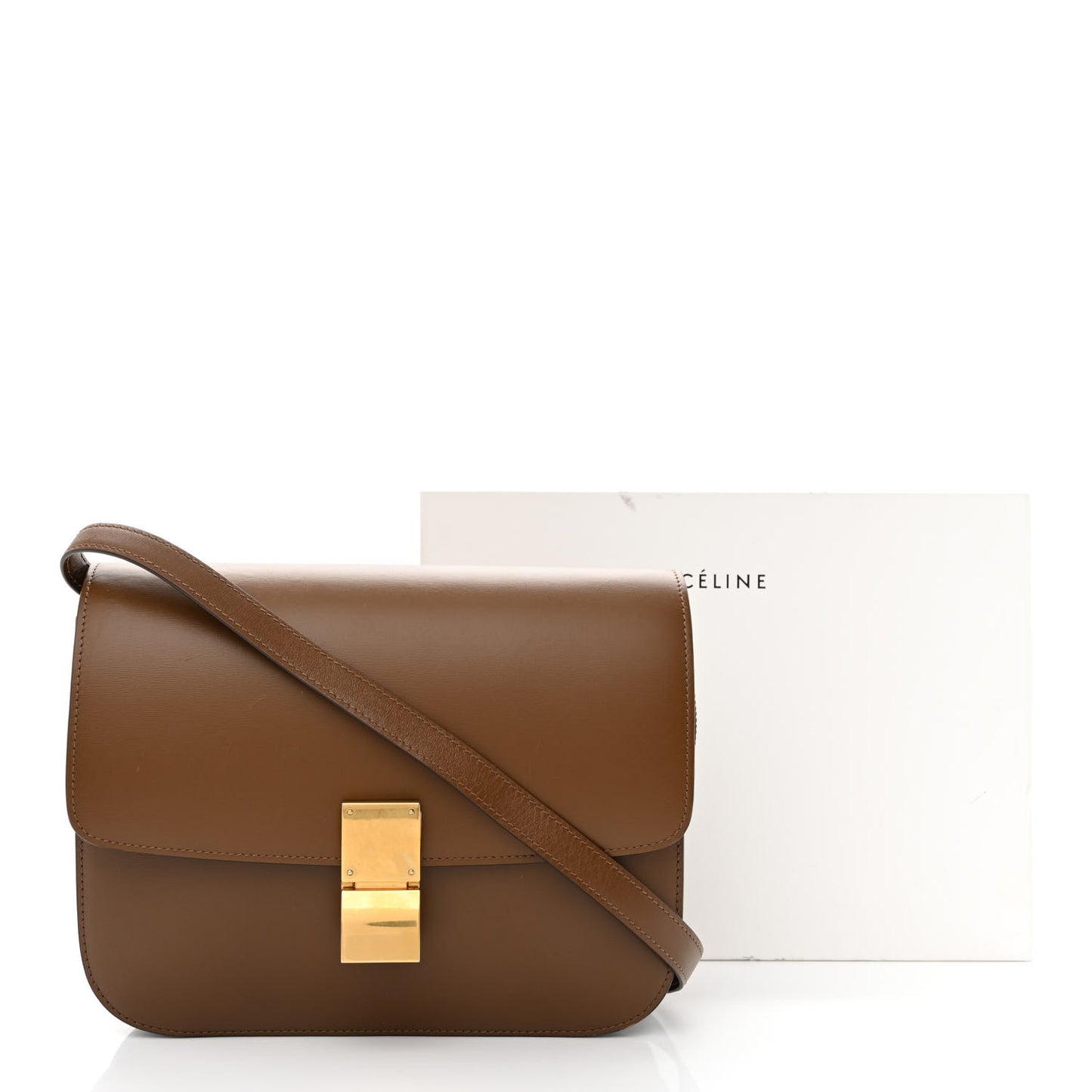 Box Calfskin Medium Classic Box Flap Bag Camel