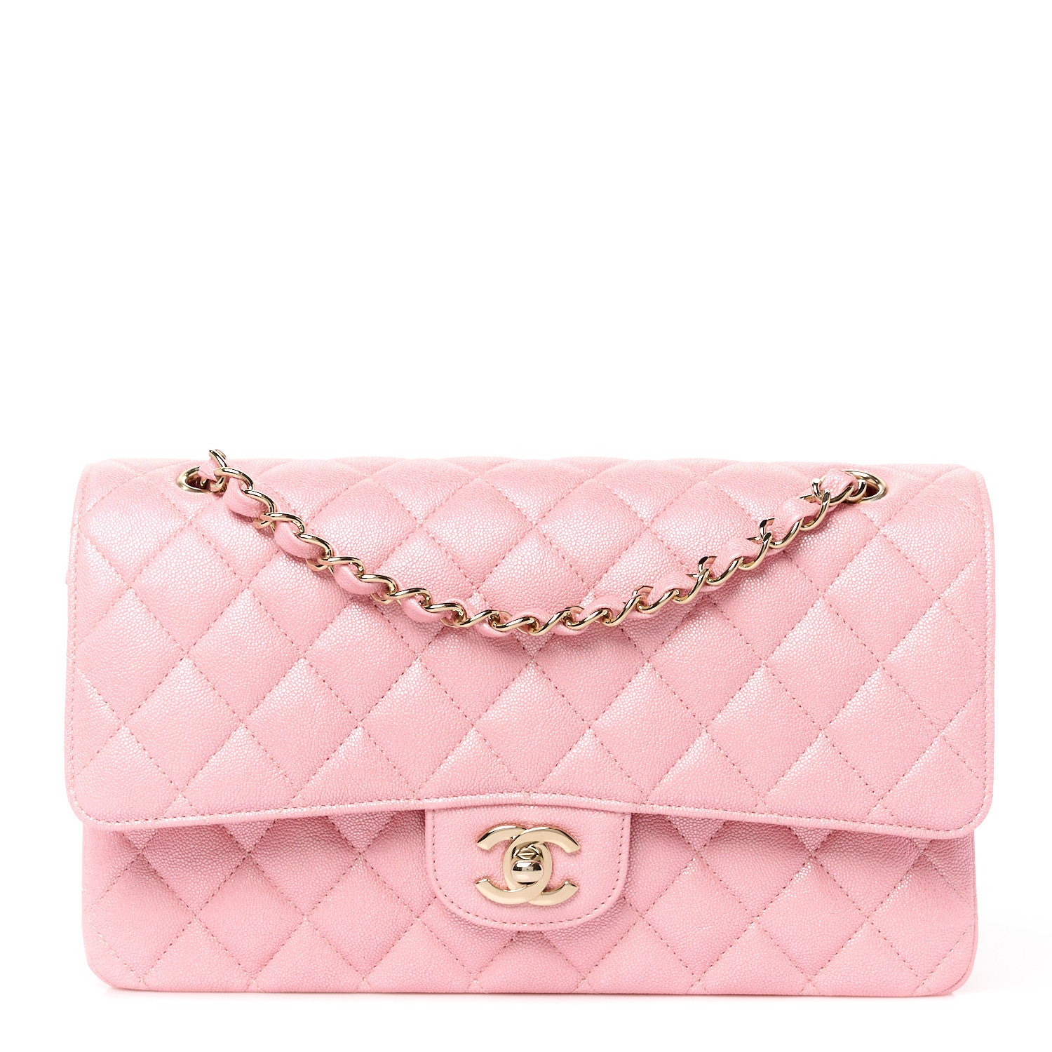 Chanel Iridescent Caviar Quilted Medium Double Flap Rose Pink 1 of 12
