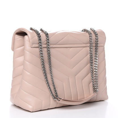 Saint Laurent Calfskin Y Quilted Monogram Medium Loulou Chain Satchel Rose Antic 3 of 11