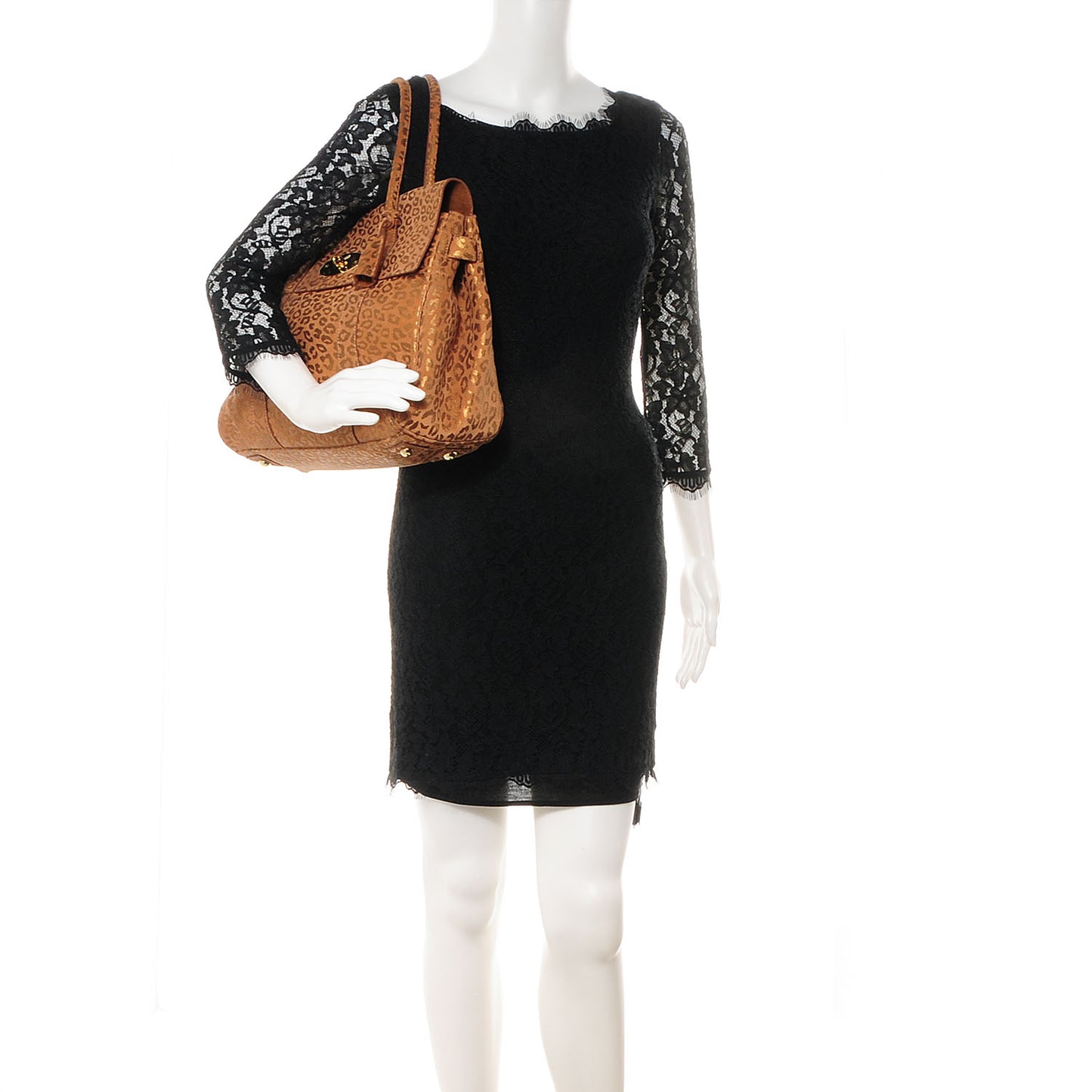 Metallic Leopard Bayswater Satchel Camel