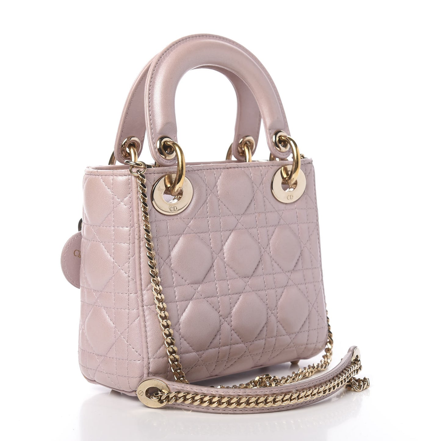 Metallic Lambskin Cannage Mini Lady Dior Lotus