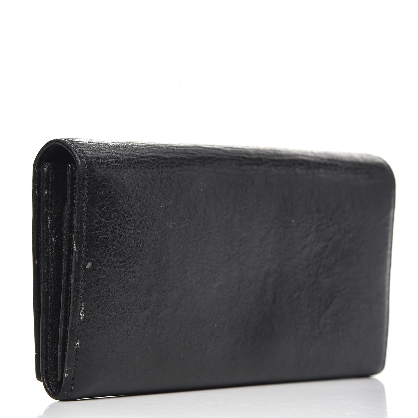 Agneau Giant 12 Silver Hardware Money Wallet Black