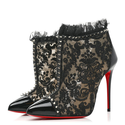 Christian Louboutin Lace Studded Pigalle 100 Booties 36 Black 3 of 8