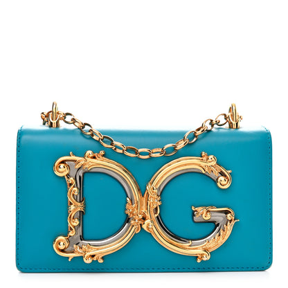 Dolce & Gabbana Nappa DG Girls Phone Shoulder Bag Celeste Mare 1 of 11