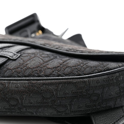 Christian Dior Oblique Mens Saddle Bag Black Blue 10 of 11