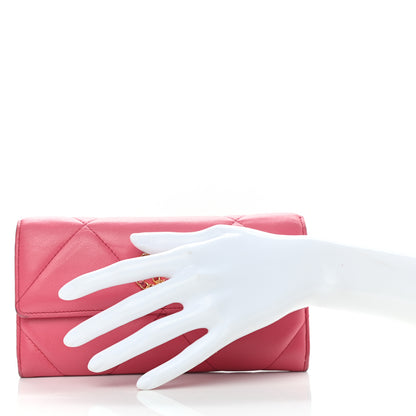 Chanel Lambskin Quilted Chanel 19 Flap Wallet Pink 2 of 9