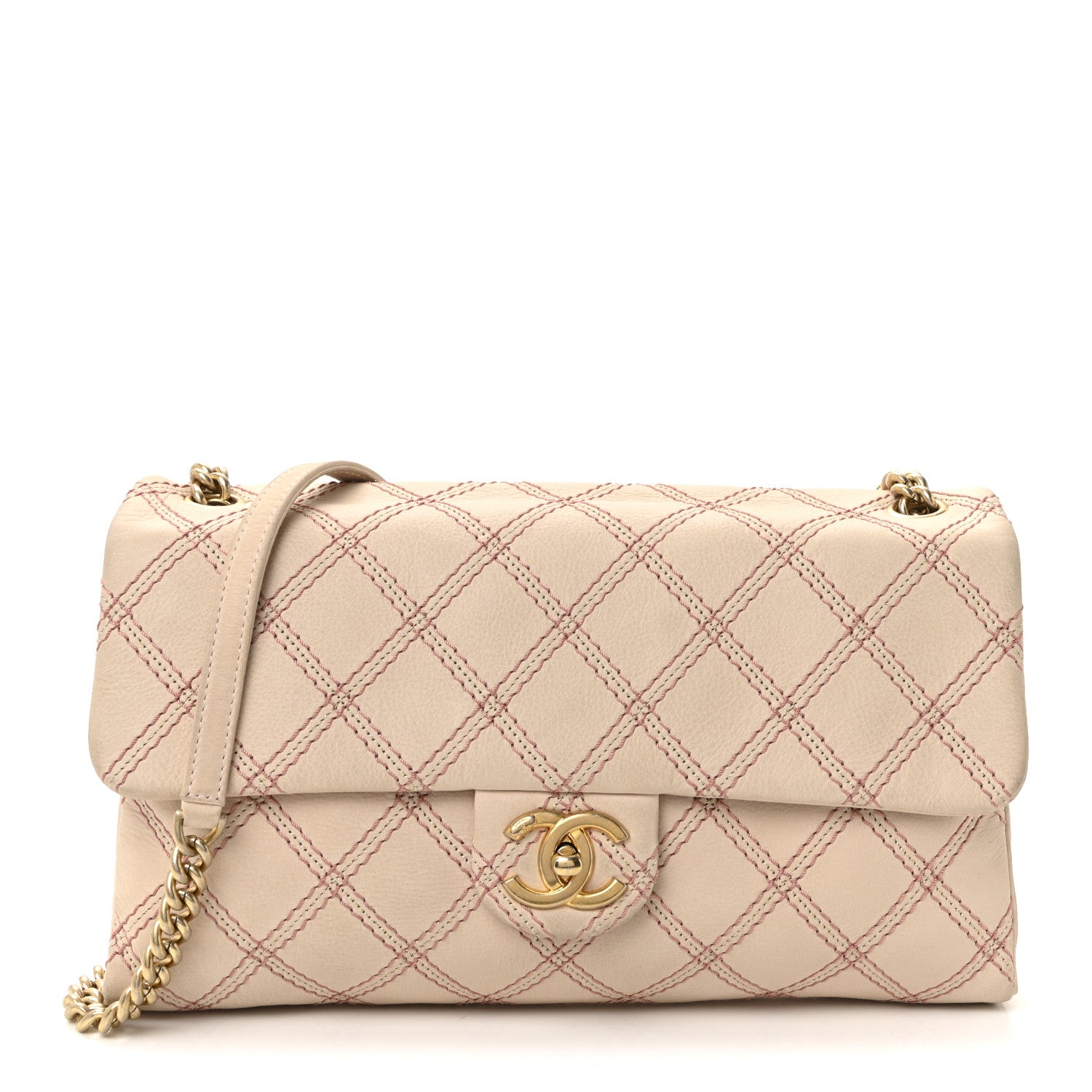 Chanel Calfskin Triple Stitch Medium Flap Pink 1 of 10