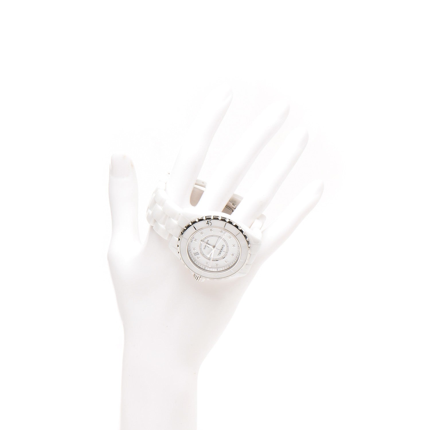 Chanel Stainless Steel Ceramic Diamond 38mm J12 Automatic Watch White 2 of 7