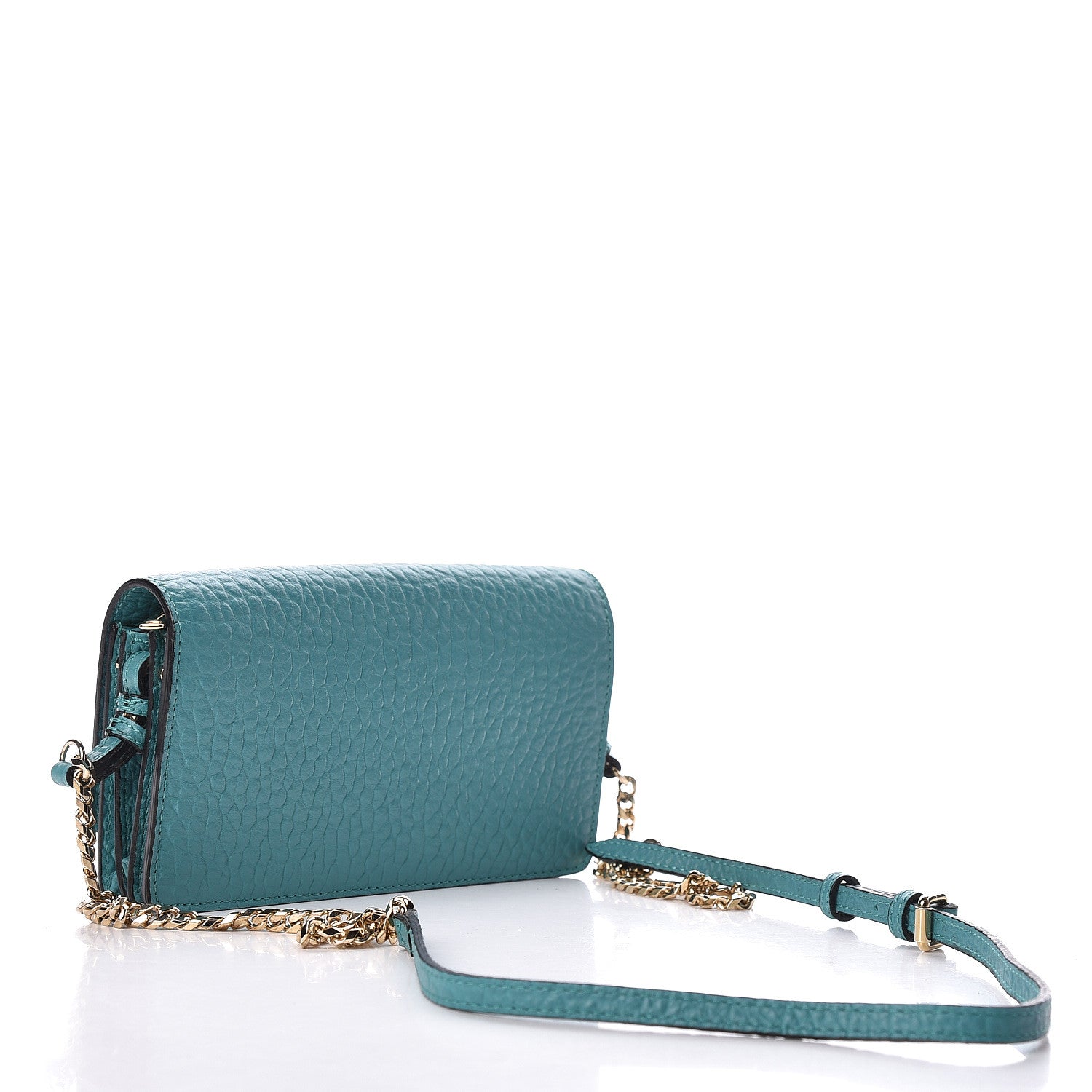 Burberry Signature Grain Small Madison Chain Clutch Aqua Green 3 of 9