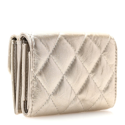 Chanel Metallic Aged Calfskin Quilted Reissue Compact Wallet Gold 3 of 9