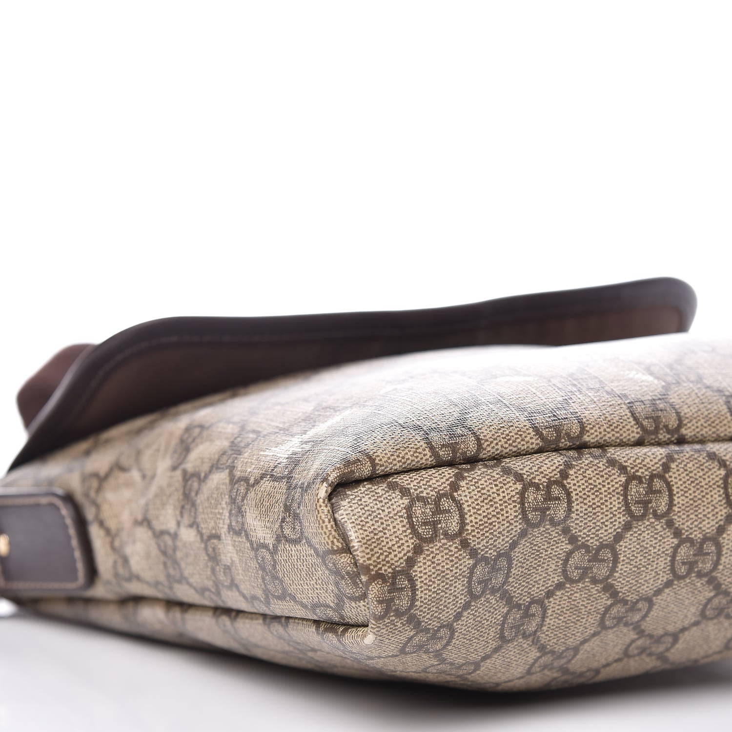 Gucci GG Supreme Monogram Selleria Calfskin Small Flap Messenger Bag Beige Ebony Cocoa Dark Chocolate 5 of 17