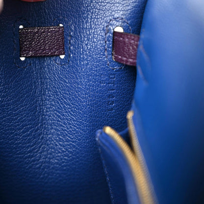 Hermes Chevre Mysore Horseshoe Kelly Sellier 25 Bleu Sapphire Raisin 9 of 10
