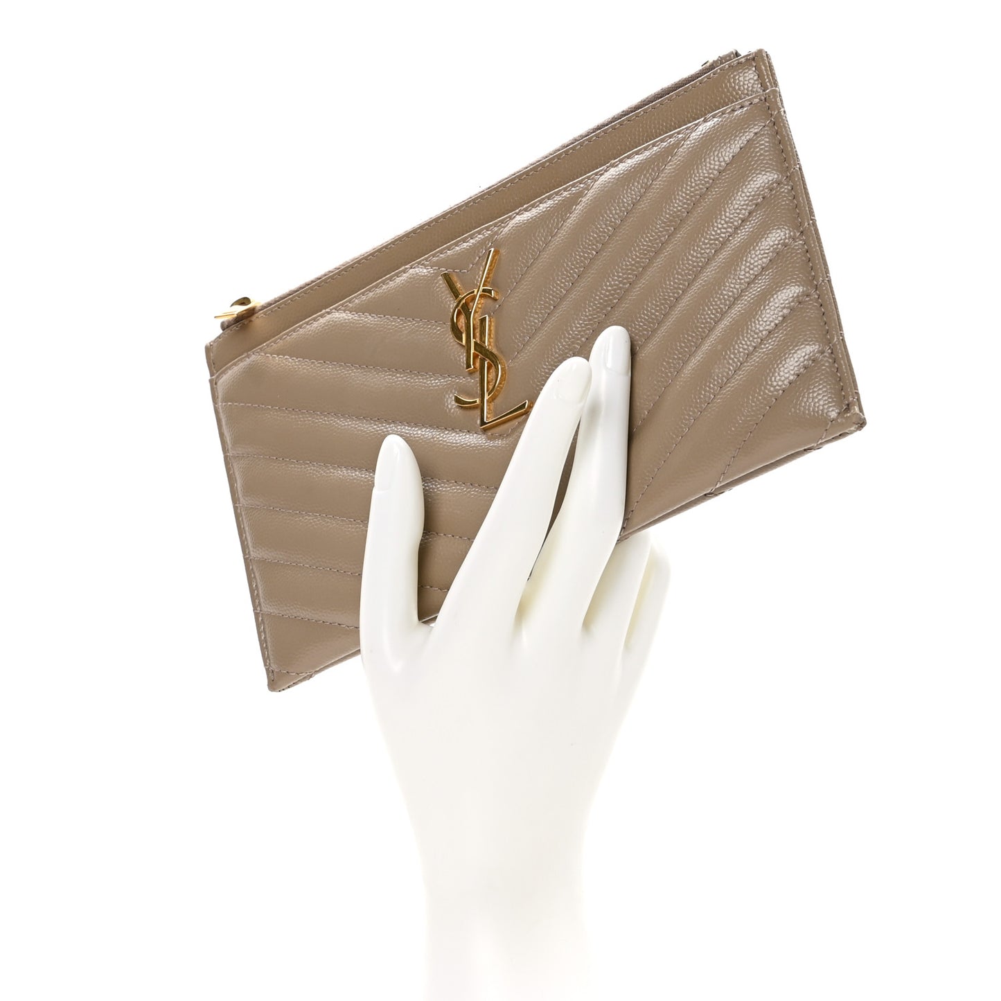 Grain De Poudre Chevron Monogram Bill Pouch Dusty Grey