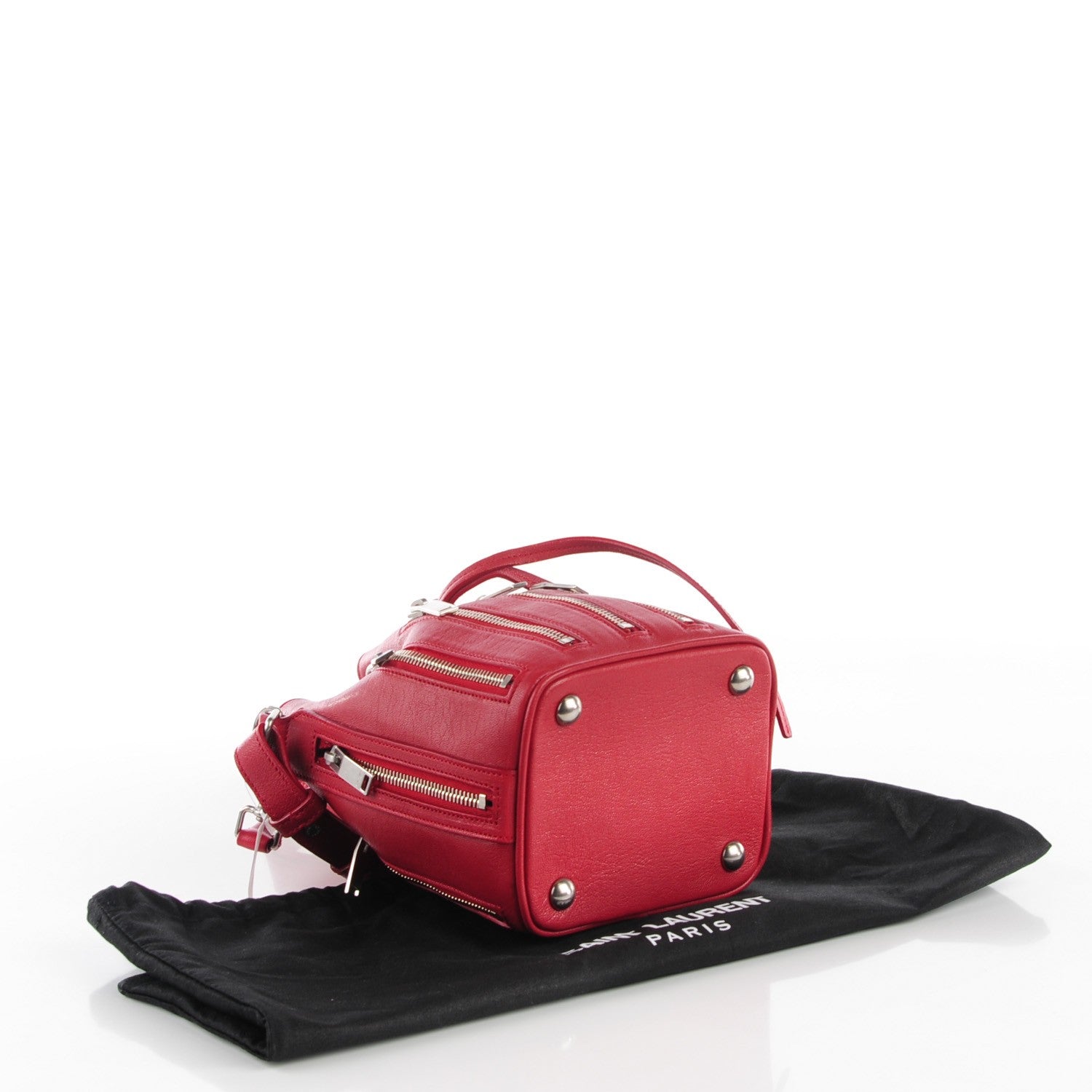 Saint Laurent Sheepskin Small Emmanuelle Zip Bucket Bag Red 4 of 7