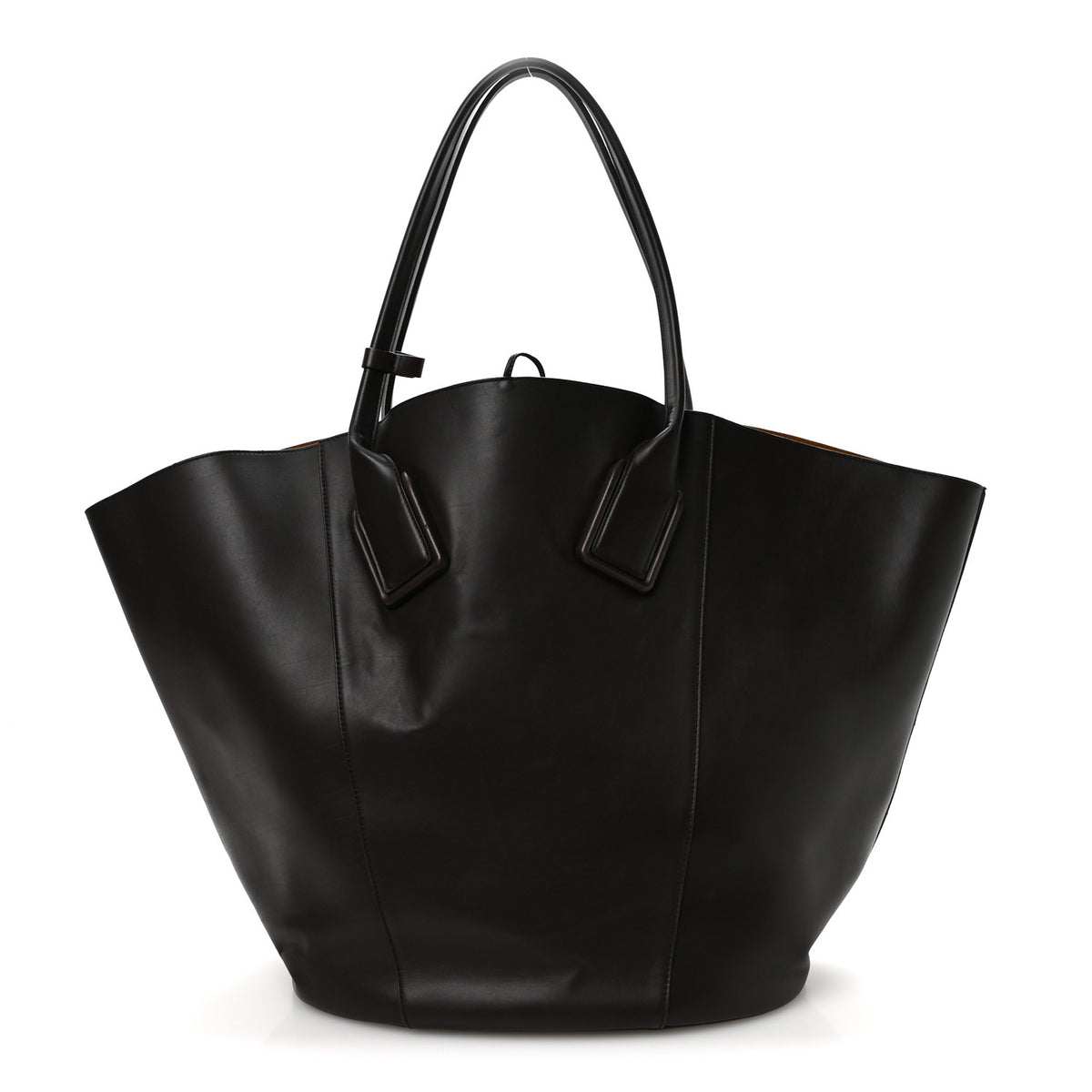 Smooth Calfskin Large Basket Tote Fondente