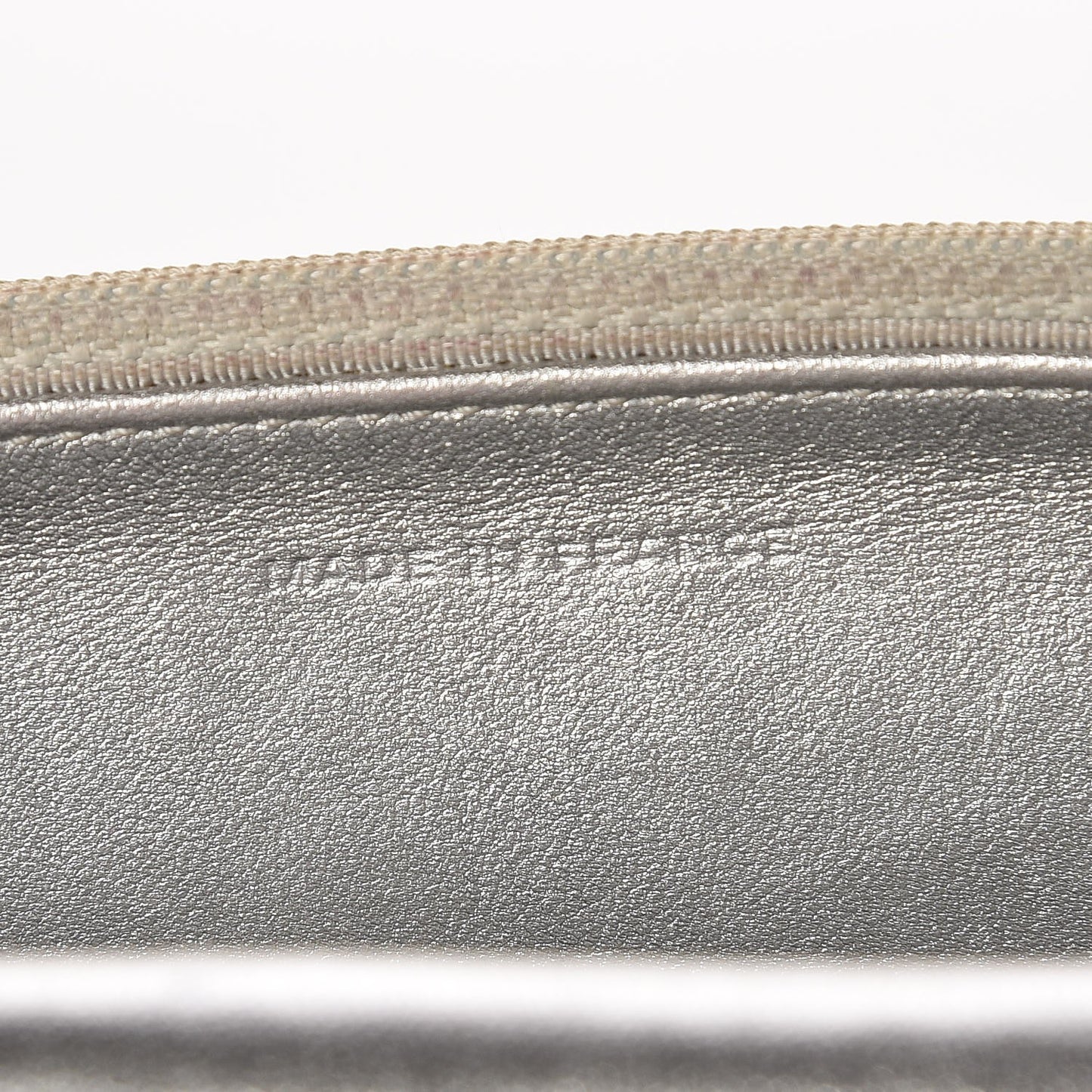 Metallic Lambskin Wallet On Chain WOC Silver