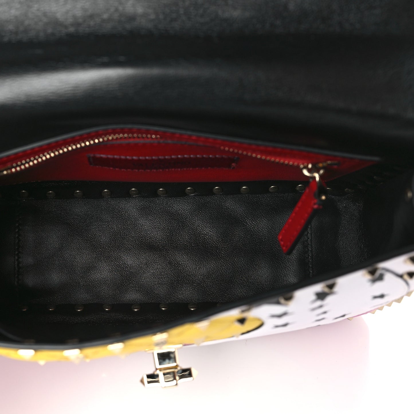 Lambskin Medium Moon And Stars Rockstud Spike Shoulder Bag White Yellow Pink