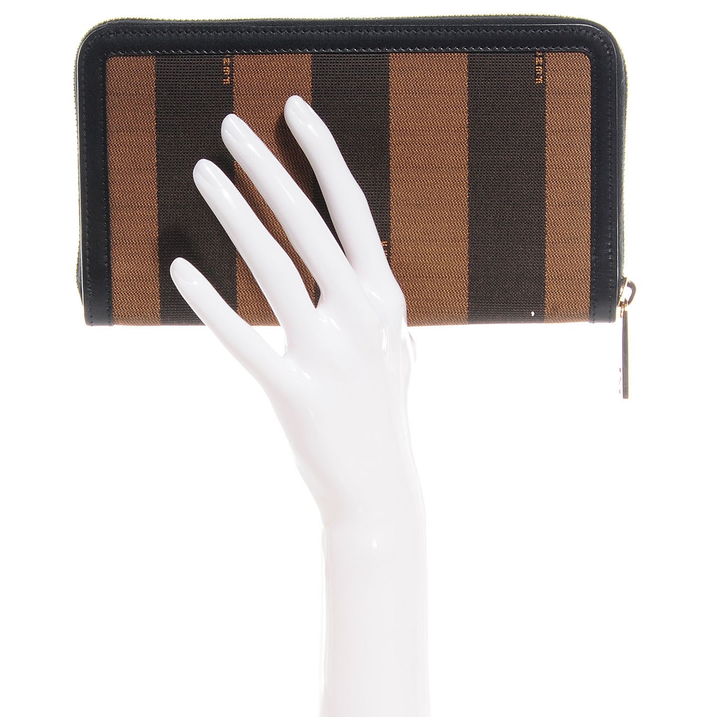 Pequin Cuoio Vegetale Zip Around Wallet Tobacco Black
