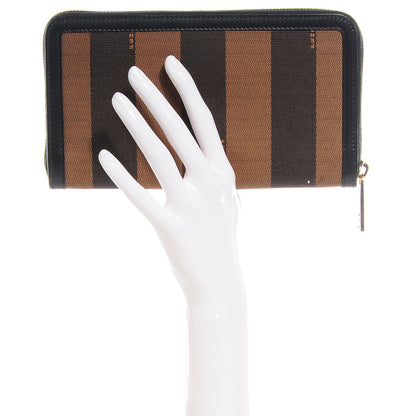 Fendi Pequin Cuoio Vegetale Zip Around Wallet Tobacco Black 2 of 7