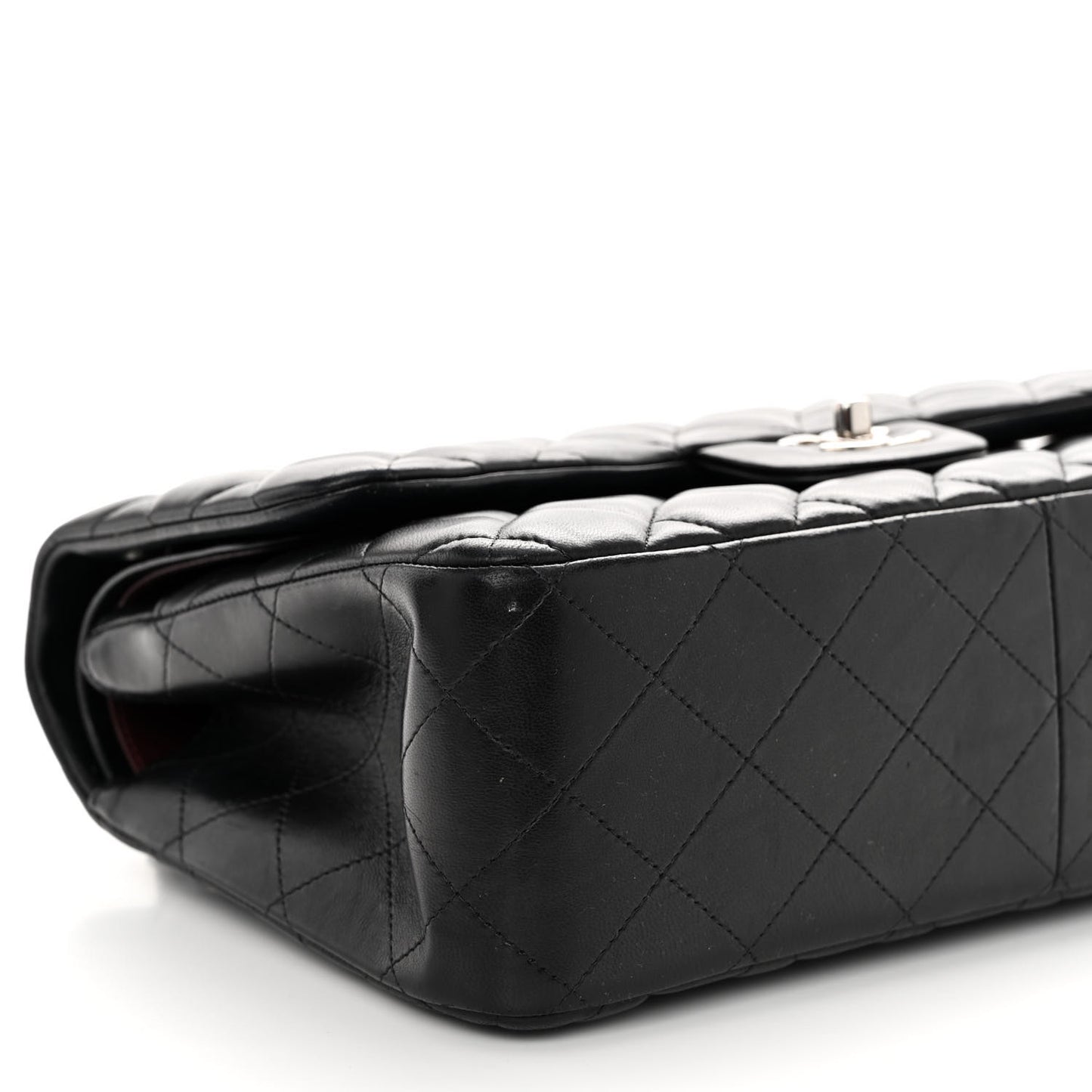 Lambskin Quilted Jumbo Double Flap Black