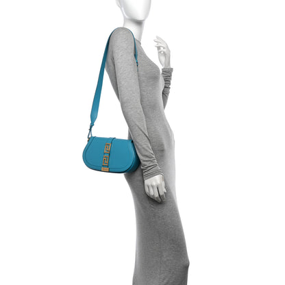 Versace Calfskin Medium Greca Goddess Shoulder Bag Light Blue 2 of 11