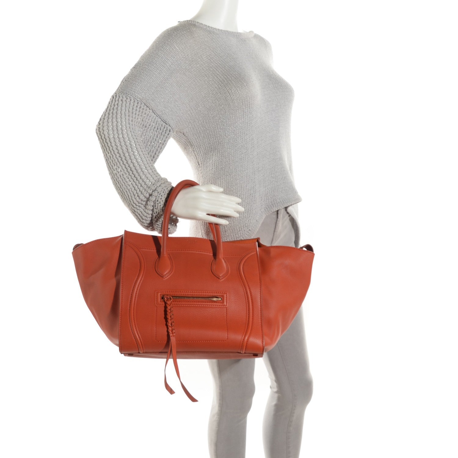 Celine Supple Calfskin Medium Phantom Luggage Orange 2 of 9