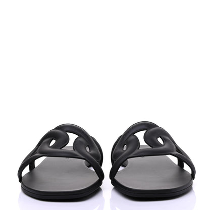 Hermes Rubber Aloha Sandals 39 Black 2 of 10