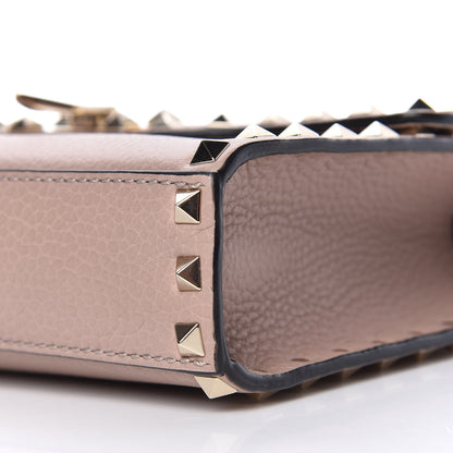 Valentino Garavani Pebbled Calfskin Medium Rockstud Flip Lock Crossbody Bag Poudre 8 of 9