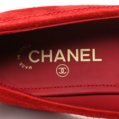 Chanel Suede CC Chain Mocassin Loafers 41 Red 7 of 7