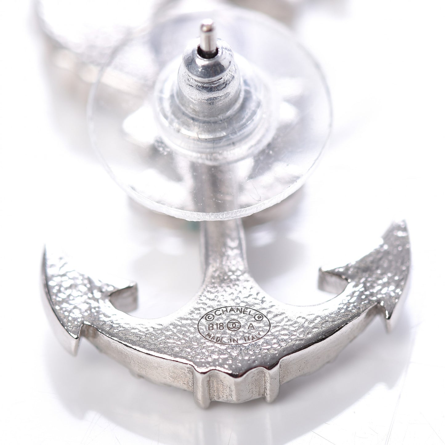 Crystal CC Anchor Earrings Silver