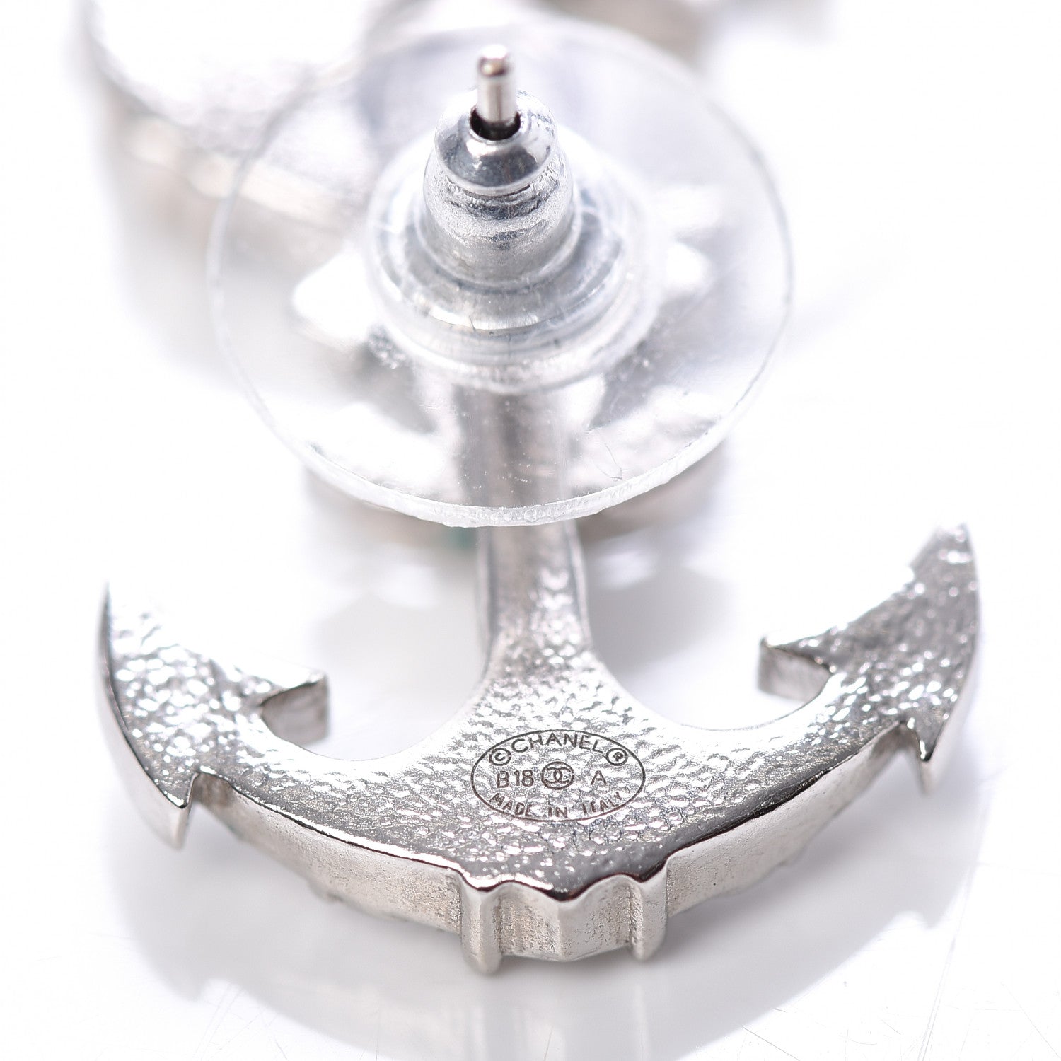 Chanel Crystal CC Anchor Earrings Silver 4 of 5
